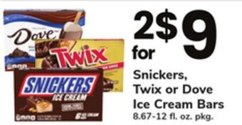 ACME Snickers, twix or dove ice cream bars offer