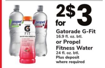 ACME Gatorade g-fit 16.9 fl. oz. btl. or propel fitness water 24 fl. oz. btl. offer