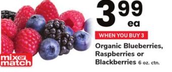 ACME Organic blueberries, raspberries or blackberries offer