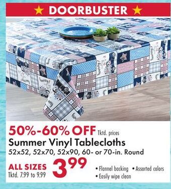 Boscov's Summer vinyl tablecloths offer