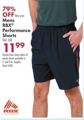Boscov's Mens rbx® performance shorts offer