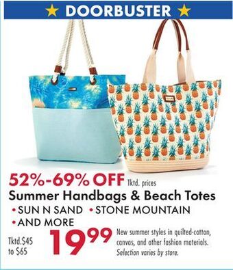 Boscov's Summer handbags beach totes offer