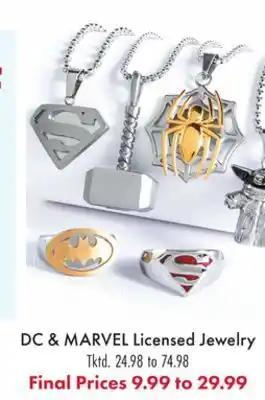 Boscov's Dc & marvel licensed jewelry offer