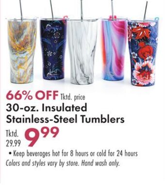 Boscov's 30-oz. insulated stainless-steel tumblers offer