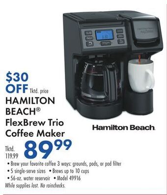 Boscov's Hamilton beach® flexbrew trio coffee maker offer