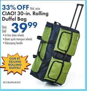 Boscov's Ciao! 30-in. rolling duffel bag offer