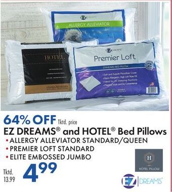 Boscov's Ez dreams® and hotel® bed pillows offer