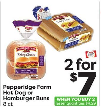 Weis Markets Pepperidge farm hot dog or hamburger buns offer