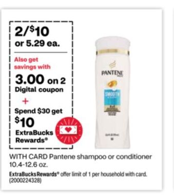 CVS Pantene shampoo or conditioner 10.4-12.6 oz. offer