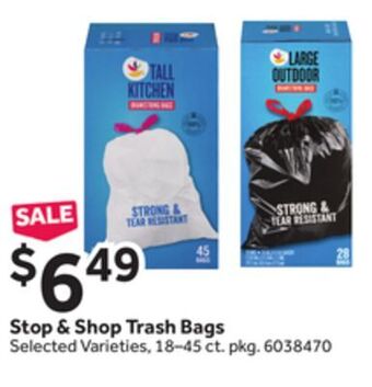 Stop&Shop Stop & shop trash bags offer