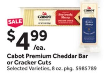 Stop&Shop Cabot premium cheddar bar or cracker cuts offer