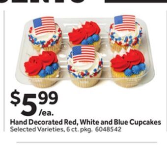 Stop&Shop Hand decorated red, white and blue cupcakes offer