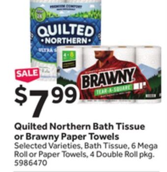 Stop&Shop Quilted northern bath tissue or brawny paper towels offer