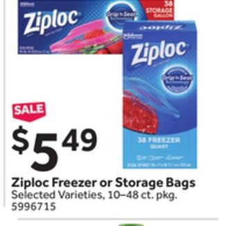 Stop&Shop Ziploc freezer or storage bags offer