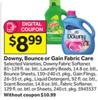 Stop&Shop Downy, bounce or gain fabric care offer