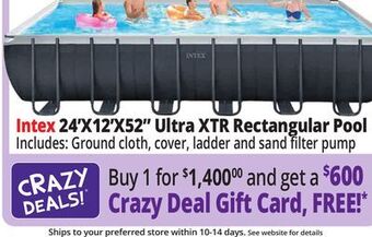 Ocean State Job Lot Intex 24' x 12' x 52 ultra xtr frame rectangular pool set with sand filter pump offer