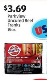 Aldi Parkview Uncured Beef Franks 15 oz. offer