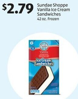 Aldi Sundae Shoppe Vanilla Ice Cream Sandwiches 42 oz. Frozen offer