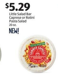 Aldi Little Salad Bar Caprese or Rotini Pasta Salad offer