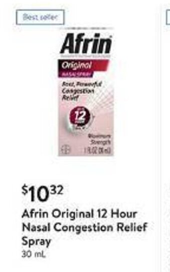 Walmart Afrin Original 12 Hour Nasal Congestion Relief Spray 30 mL offer