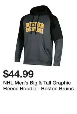 Kmart Nhl men's big & tall graphic fleece hoodie - boston bruins offer