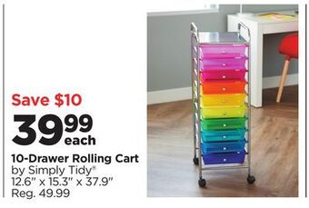 Michaels 10-drawer rolling cart by simply tidy® offer