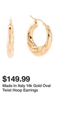 TJ Maxx Made in italy 14k gold oval twist hoop earrings offer