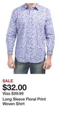 TJ Maxx Long sleeve floral print woven shirt offer