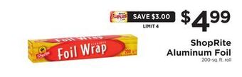 ShopRite Aluminum foil offer