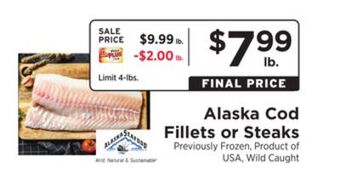 ShopRite Alaska cod fillets or steaks offer