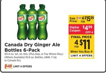 ShopRite Ginger ale bottles 6-pack offer