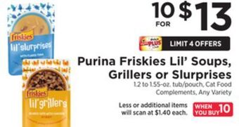 ShopRite Friskies lil' soups, grillers or slurprises offer
