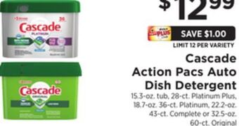 ShopRite Action pacs auto dish detergent offer