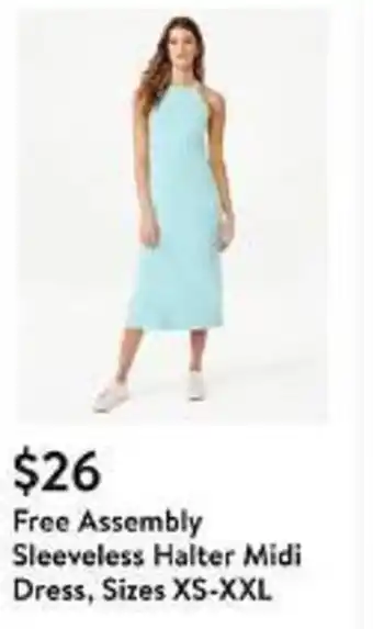 Walmart Free Assembly Sleeveless Halter Midi Dress, Sizes XS-XXL offer