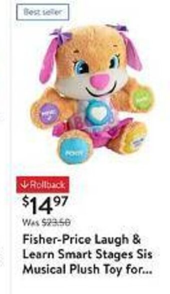 Walmart Fisher-Price Laugh & Learn Smart Stages Sis Musical Plush Toy for... offer