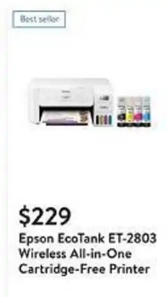Walmart Epson EcoTank ET-2803 Wireless All-in-One Cartridge-Free Printer offer