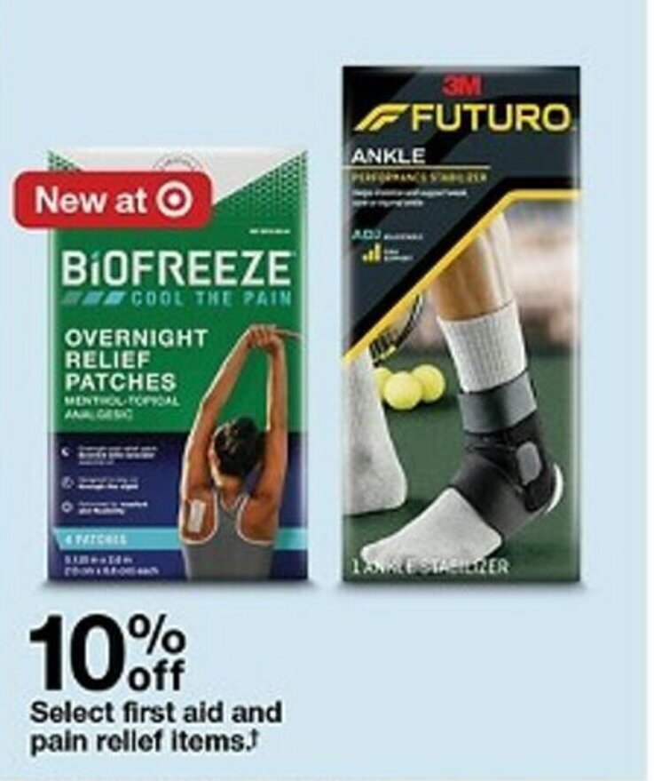 Target Select first aid and pain rellef items. offer
