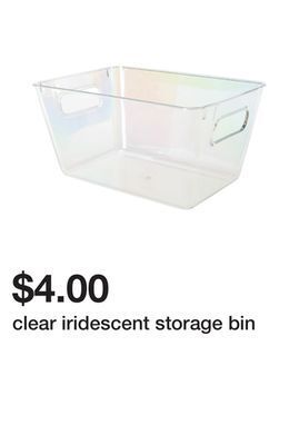 Five Below Clear iridescent storage bin offer