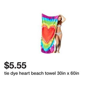 Five Below Tie dye heart beach towel 30in x 60in offer