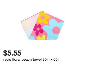 Five Below Retro floral beach towel 30in x 60in offer