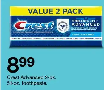 Target Crest advanced 2 - pk. 5.1 - oz. toothpaste. offer