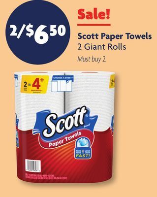 Family Dollar Scott paper towels offer