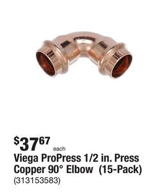 The Home Depot Viega propress 1/2 in. press copper 90° elbow (15-pack) offer