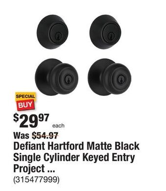 The Home Depot Defiant hartford matte black single cylinder keyed entry project pack combo pack offer