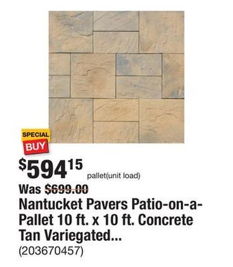 The Home Depot Nantucket pavers patio-on-a-pallet 10 ft. x 10 ft. concrete tan variegated basket weave yorkstone paver (37 pieces/100 sq. ft offer