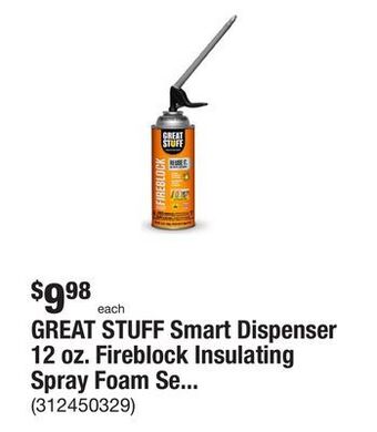 The Home Depot Great stuff smart dispenser 12 oz. fireblock insulating spray foam sealant offer