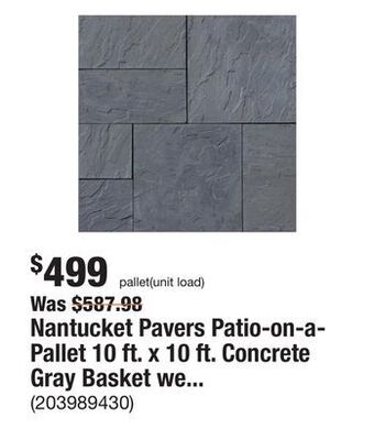 The Home Depot Nantucket pavers patio-on-a-pallet 10 ft. x 10 ft. concrete gray basket weave yorkstone paver (37 pieces/100 sq. ft) offer
