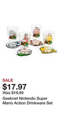 Game Stop Geeknet nintendo super mario action drinkware set offer