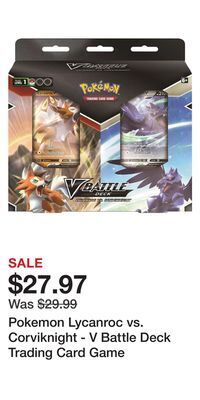 Game Stop Pokemon lycanroc vs. corviknight - v battle deck trading card game offer