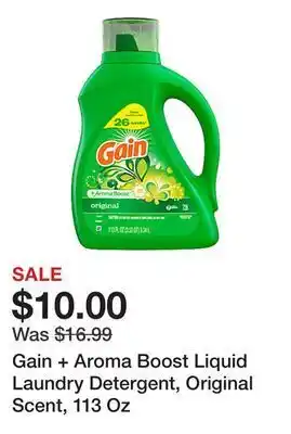 Gain + aroma boost liquid laundry detergent, original scent, 113 oz